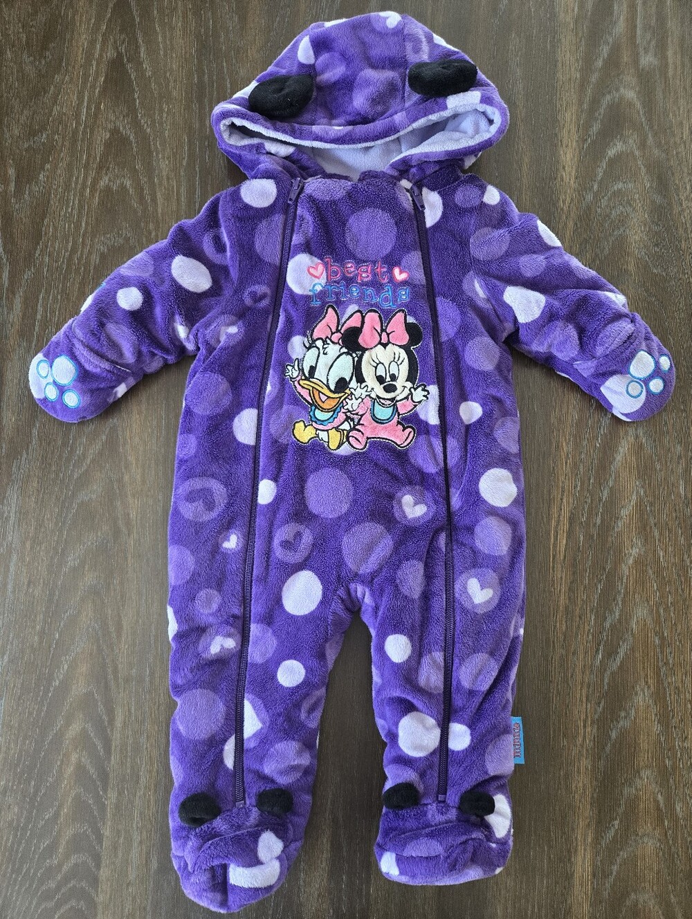 Disney Baby Minnie Mouse 3-6 Month One Piece Winter Suit Purple